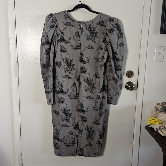 La Femme Noir Sleepy Hallow Gothic Tales Toile Long Sleeve Wiggle Dress 3XL NWT - Picture 5 of 12